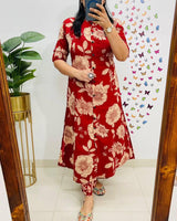 Red Printed Premium Cotton Cord Set - Utsaahit