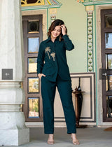 Pure Cotton Slub Kurti Pant Set for Women – Handwork Ethnic Co-ord