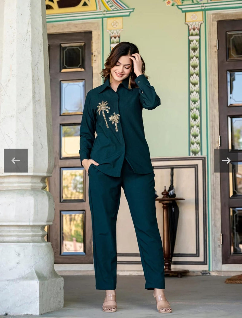 Pure Cotton Slub Kurti Pant Set for Women – Handwork Ethnic Co-ord
