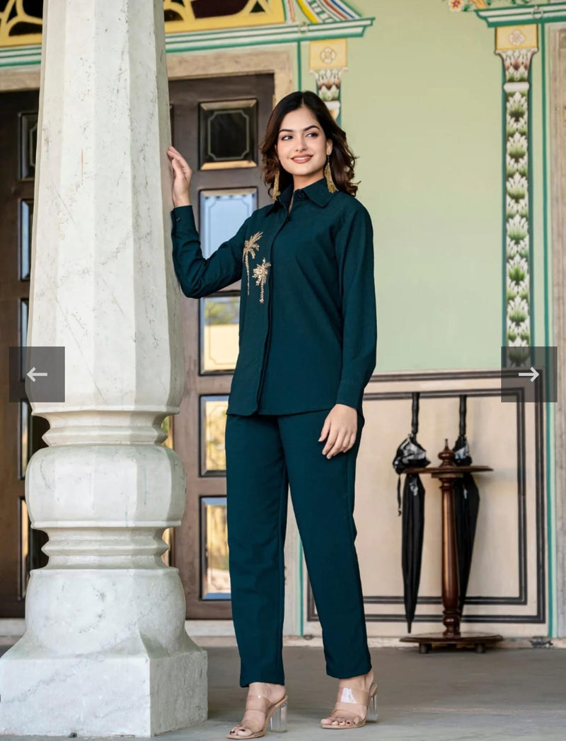 Pure Cotton Slub Kurti Pant Set for Women – Handwork Ethnic Co-ord