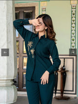 Pure Cotton Slub Kurti Pant Set for Women – Handwork Ethnic Co-ord