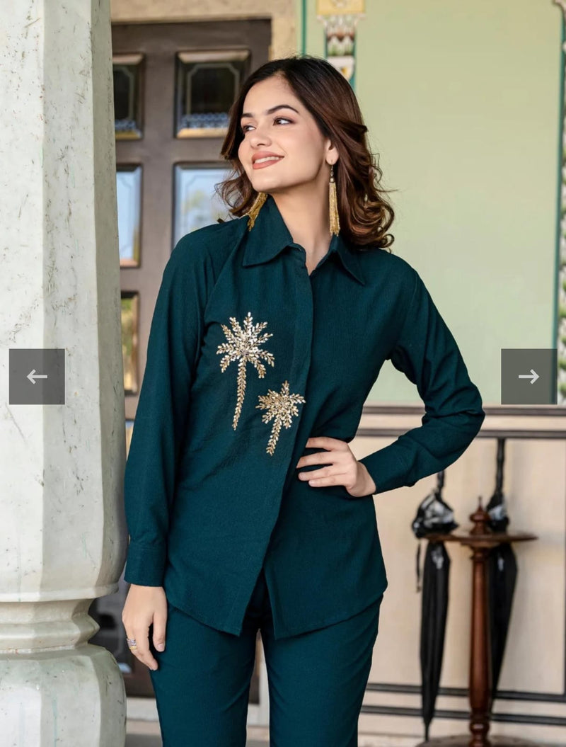 Pure Cotton Slub Kurti Pant Set for Women – Handwork Ethnic Co-ord