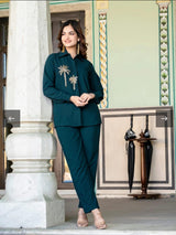 Pure Cotton Slub Kurti Pant Set for Women – Handwork Ethnic Co-ord