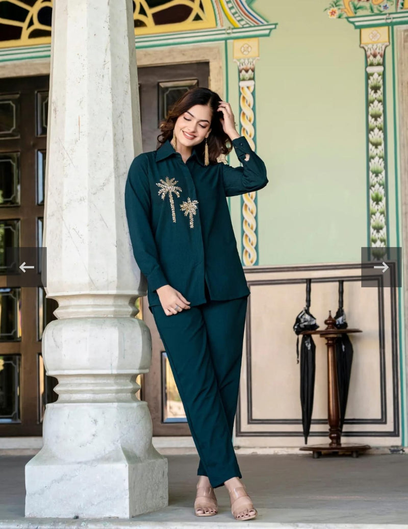 Pure Cotton Slub Kurti Pant Set for Women – Handwork Ethnic Co-ord