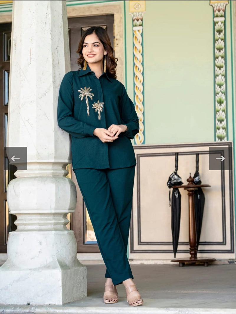Pure Cotton Slub Kurti Pant Set for Women – Handwork Ethnic Co-ord