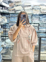 Women Pure Cotton Embroidered Co-Ord Set | Shirt Pant Kurta Set