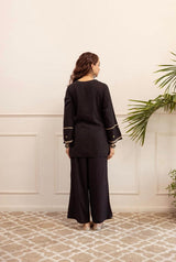 Women Pure Cotton V-Neck Embroidered Orange Co-Ord Set