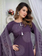 Women Heavy Cotton Kurti Pant Set with Dupatta | Hand Work Kurta Set
