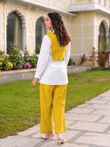 White Shirt & Mustard Yellow Pants Co-Ord Set for Women | Utsaahit